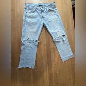 Citizens Of Humanity Light Blue Distressed Straight Leg Jeans
